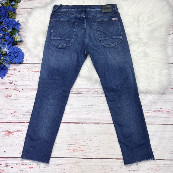 👖|•HUDSON•| Dark Wash Raw Hem Tapered Leg Jeans Size 34👖 - Picture 2 of 8